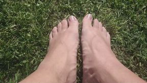 Pulling off my shoes and socks outside in the sun. Showing my gorgeous male feet.