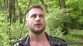 Extreme rough gay orgy with four horny studs in the woods