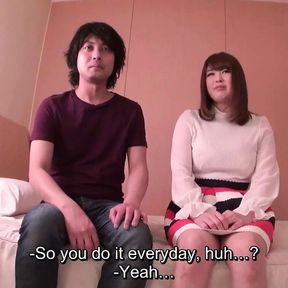 Japanese girlfriend has raw sex with JAV director while boyfriend watches