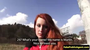 Redhead euro public fucked by fake agent