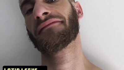 Handsome guy with a sexy beard sucks dick POV and gets banged