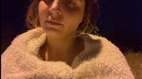 Outdoor Tits BDSM with Clothespins and a Car Passing by