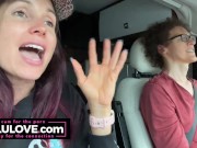 Babe recording podcast while riding down highway sharing behind porn scenes info - Lelu Love