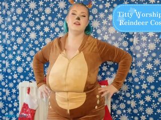 *** TRAILER MERELY *** Titty Worship In A Reindeer Dress - Solo Hotty