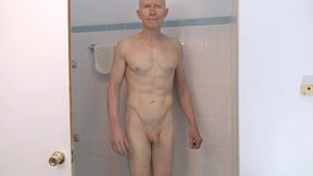 Bald Nudist Bates Masturbates in Steamy Shower Scene