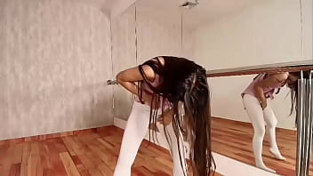 Teen ballerina plays with her wet pussy