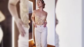 ”#yellow #corset #redhead #fitgirl”