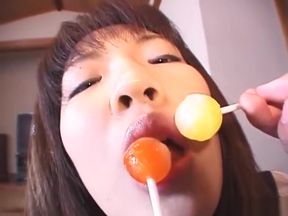 Subtitled spread Japanese defiled with candy