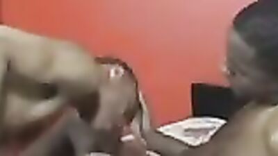 Young black babe deepthroats long black cock & takes it in the face