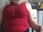 Crossdresser smoking and stroking