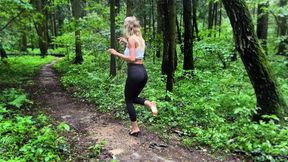 Losing mules in the forest, Walking without shoes, SweetLana losing high heels mules, losing shoe walking, lost high heels
