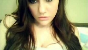 Sweet brunette teen vixen flashes her big beautiful tits