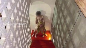 Amateur Asian GF gives a deepthroat blowjob in public, flashing her