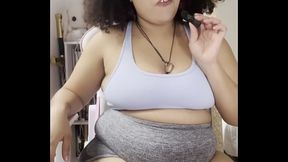 BBW Farts on microphone with thight shorts JOI