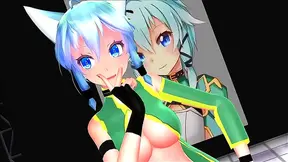Sinons Hot Blowjob Daydream in Sword Art Online VR Game