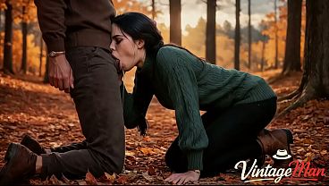 I love autumn and sucking grandpa'_s cock in the bushes [AI]
