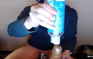 Blue hair ts with chastity cage on webcam