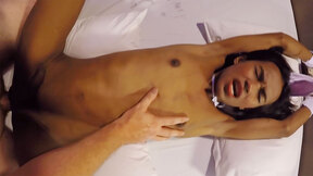 T-girl bunny swallowed big white shaft & pleased huge dick white client