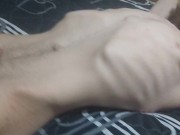 Showing off my Perfect skinny body while laying down on my bed spreading my legs open
