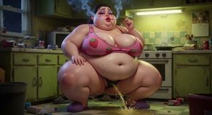 Smoking Pregnant BBW Pisses on Floor - Horny with Massive Belly