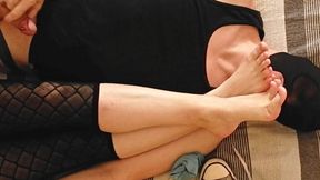Hubby devours spouse's scorching hot stink-soaked footslaves &mdash;  tongue-tormenting each filthy crusted crevice
