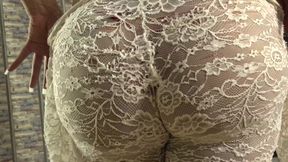 Transsexual prison guard Patricia Arruda teases bubble butt and jerks off