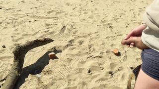 Pissing on a public beach