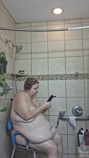 Big Beauty Nurse Vicki Taking a Mud Treatment in My Shower!
