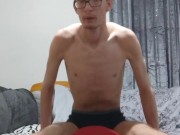 Skinny lad rides the hell out of his teddy bear asmr