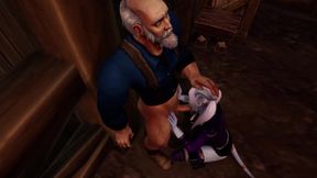 Warcraft babe works old man's big cock deepthroat