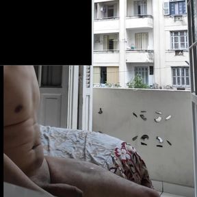 Flashing naked masturbating at open window