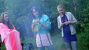 Russian students 18+ staged an fuckfest in the woods