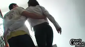 Petite GF gives sloppy blowjob to big cock