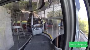 Busty spanish teen doble blowjob funicular of Barcelona