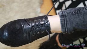 Elegant Lace-up Heels & Sheer Nylon Tease