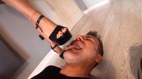 GABRIELLA - Your tongue is my doormat! - Shoe worship, dirty soles licking (REAL STREET DIRT!)