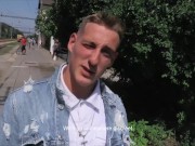 CZECH HUNTER 453 -  Blonde Twink Sucks Strangers Big Dick POV In The Woods