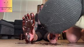 Size 16 Feet Chocolate Syrup Worship - Lick Them Clean Footboy
