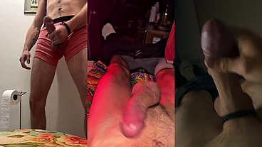Jerking and edging my hard cock and cumshots compilation