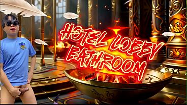 A cock lover guy sucks a stranger&rsquo_s cock in hotel lobby bathroom
