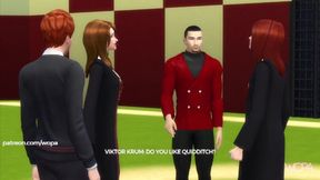 Ginny and Hermione gangbang Viktor Krum in front of humiliated Ron