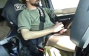Str8 French trucker jerks his cock while driving