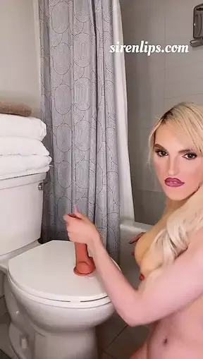 Trans cute blonde got caught with dildo