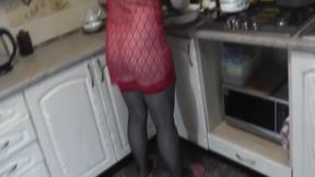 Milf Hot Frina Continues Her Naked Cooking. In Erotic Kitchen In Transparent Peignoir No Panties In Stockings Milf Will Cook Potato Pancakes Today 20 Min