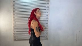 The actress Karen in police office for learning procedures before her movie