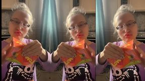 ASMR Chew Sound Effect with Slow Motion - ASMR, Bubble Gum Fetish, Eye Glasses Fetish, Lip Fetish