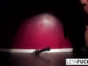 Leya takes on a huge black toy