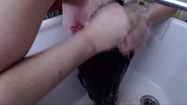 Dyed very long dark red hair
