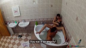 Girlfriends XXX - Lesbians Wash Each Other's Wet Pussies in the Bathtub