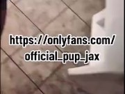 Gas station public nudity urinal play piss